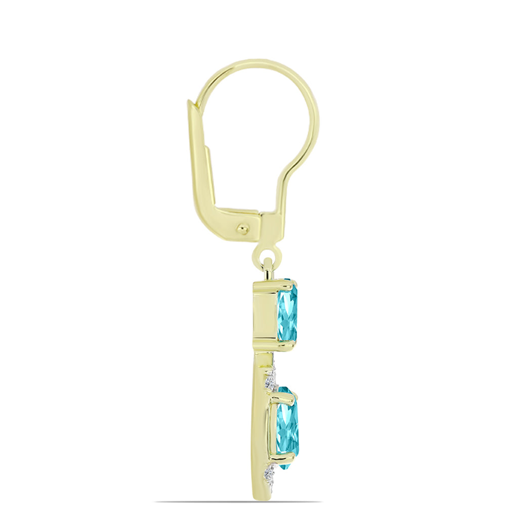 Goldplattierte Silberohrringe mit Paraiba Quarz und weißem Topas