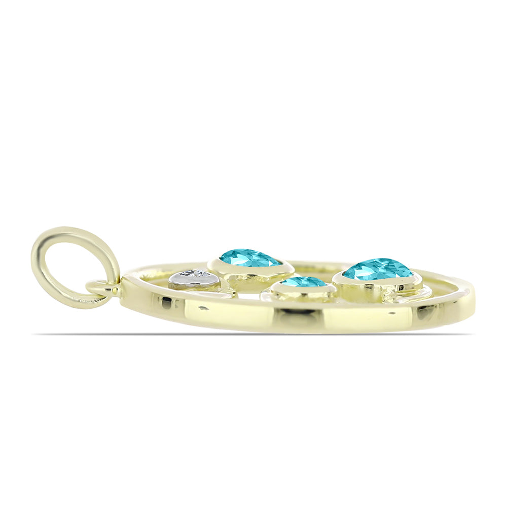Goldplattierter Silberanhänger mit Paraiba Quarz und weißem Topas