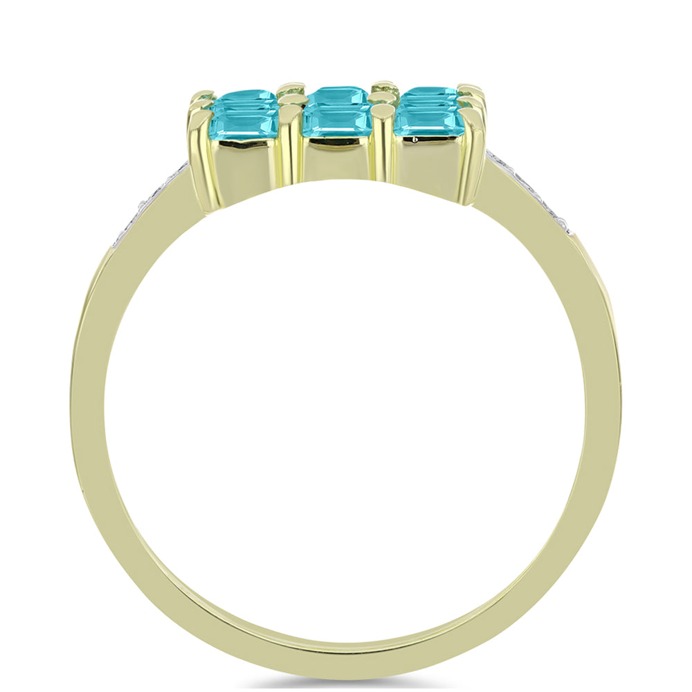 Goldplattierter Silberring mit Paraiba Quarz und weißem Topas