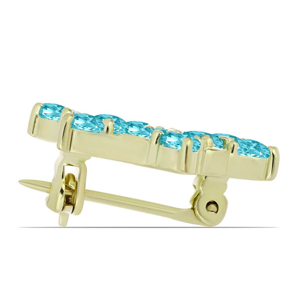 Goldplattierte Silberbrosche mit Paraiba Quarz