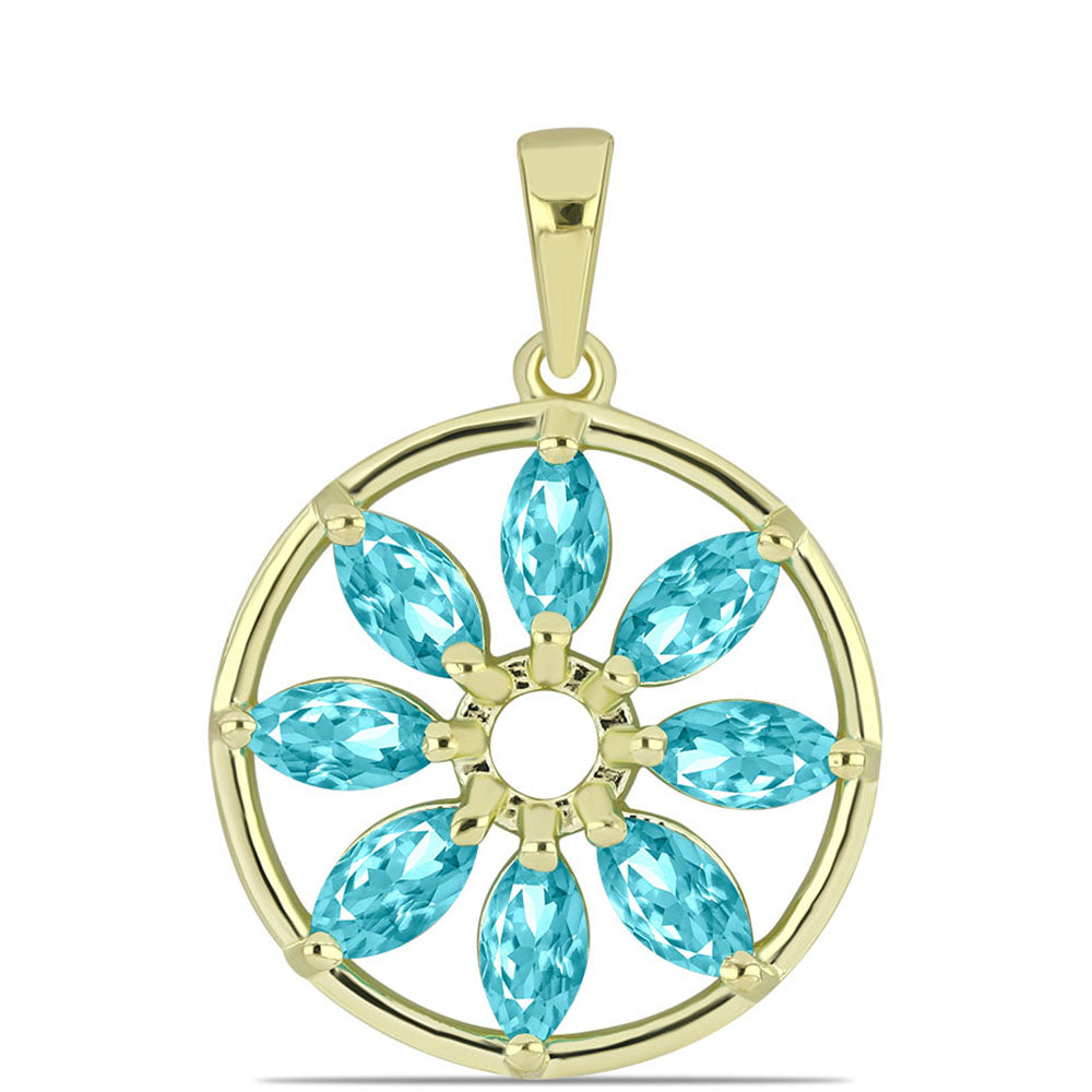 Goldplattierter Silberanhänger mit Paraiba Quarz 1