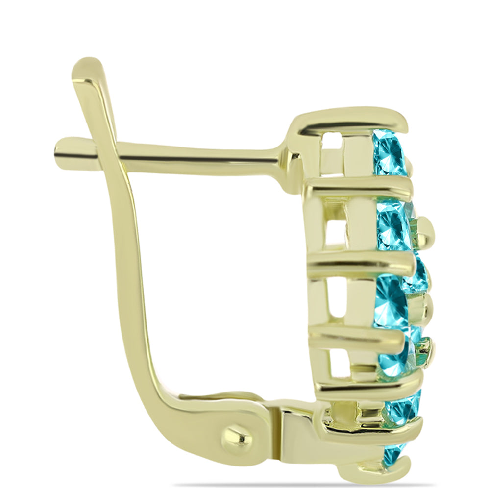Goldplattierte Silberohrringe mit Paraiba Quarz 2