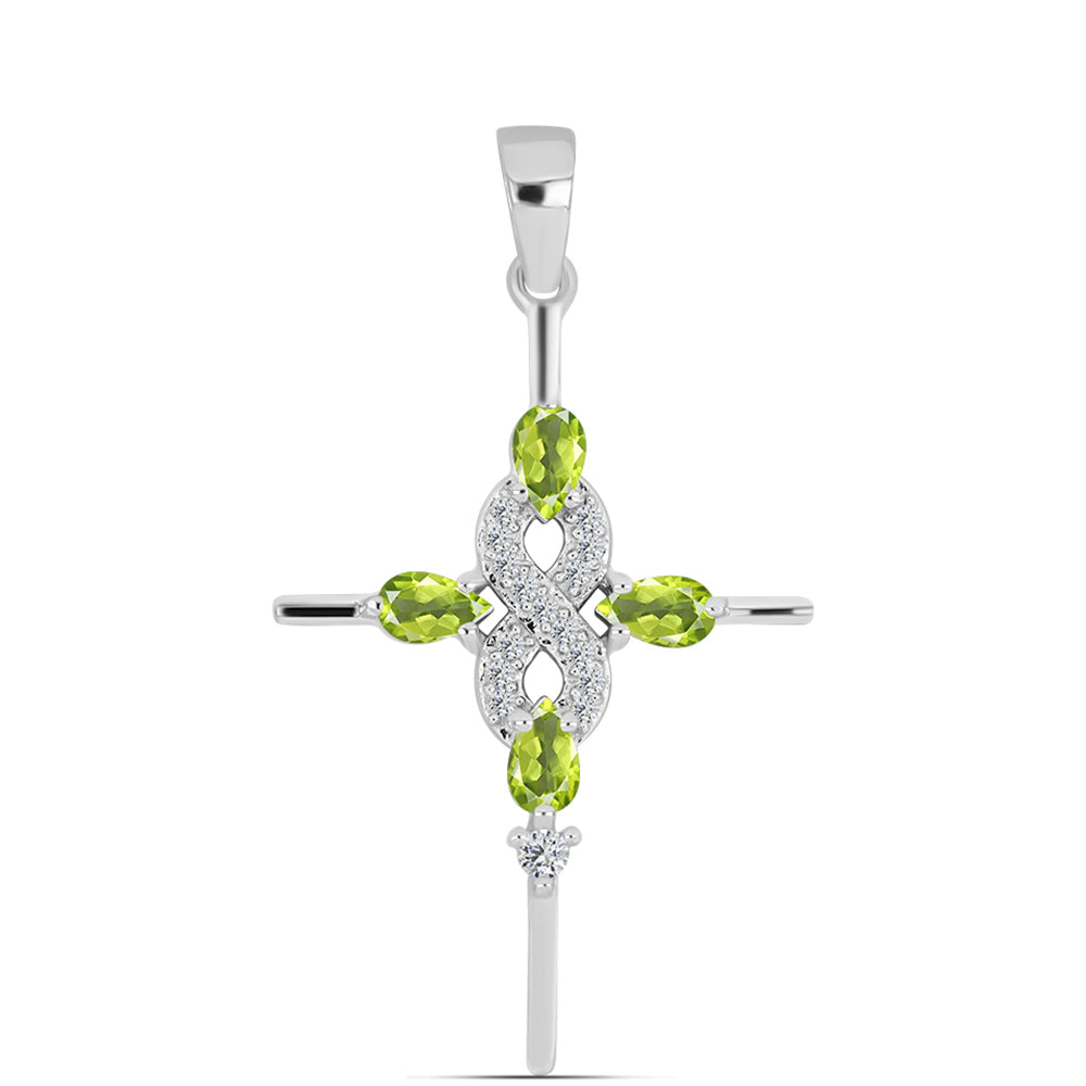 Silberanhänger mit Peridot aus Changbai und weißem Topas