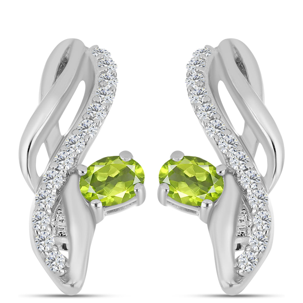 Silberohrringe mit Peridot aus Changbai und weißem Topas
