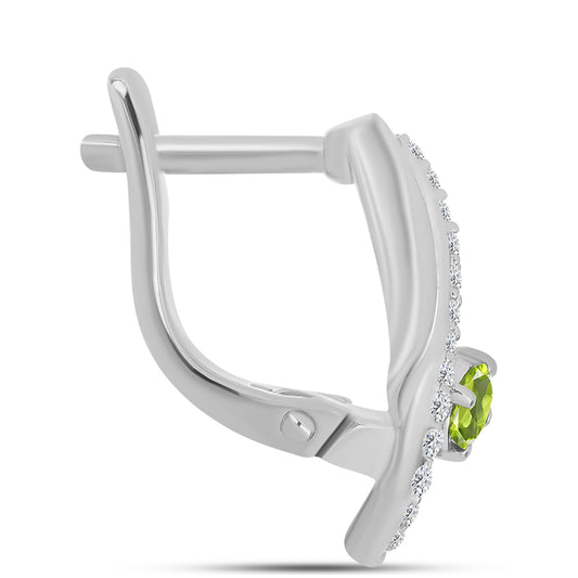 Silberohrringe mit Peridot aus Changbai und weißem Topas