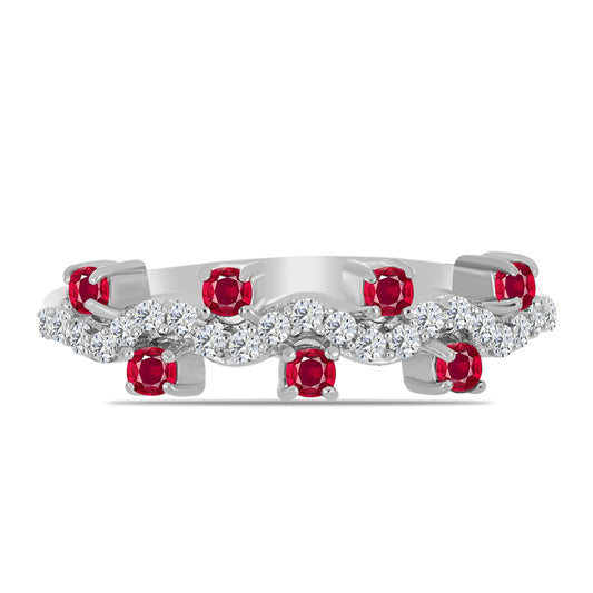 Silberring mit Rubin aus Madagaskar und weißem Topas