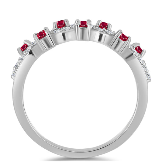 Silberring mit Rubin aus Madagaskar und weißem Topas