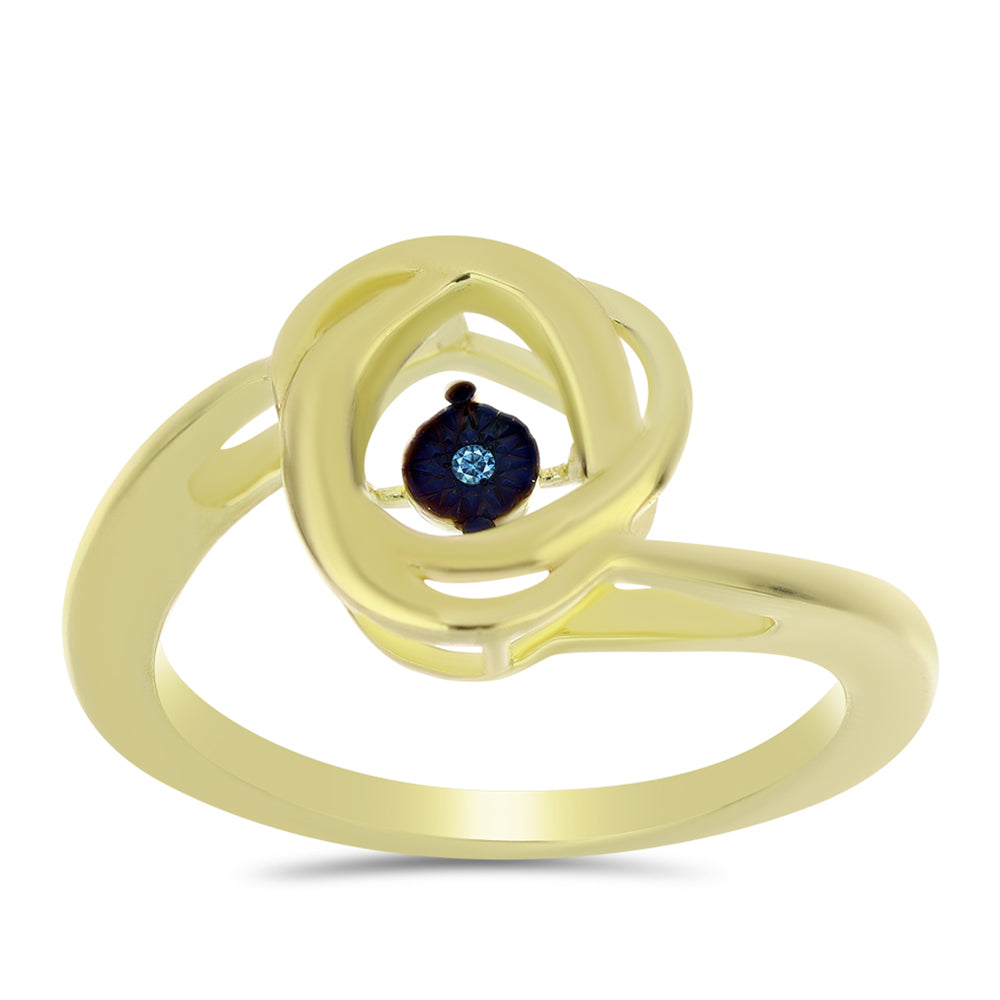 Goldplattierter Silberring mit blauem tanzendem Diamanten
