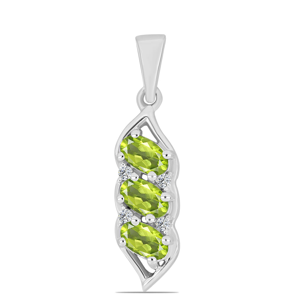 Silberanhänger mit Peridot aus Changbai und weißem Topas