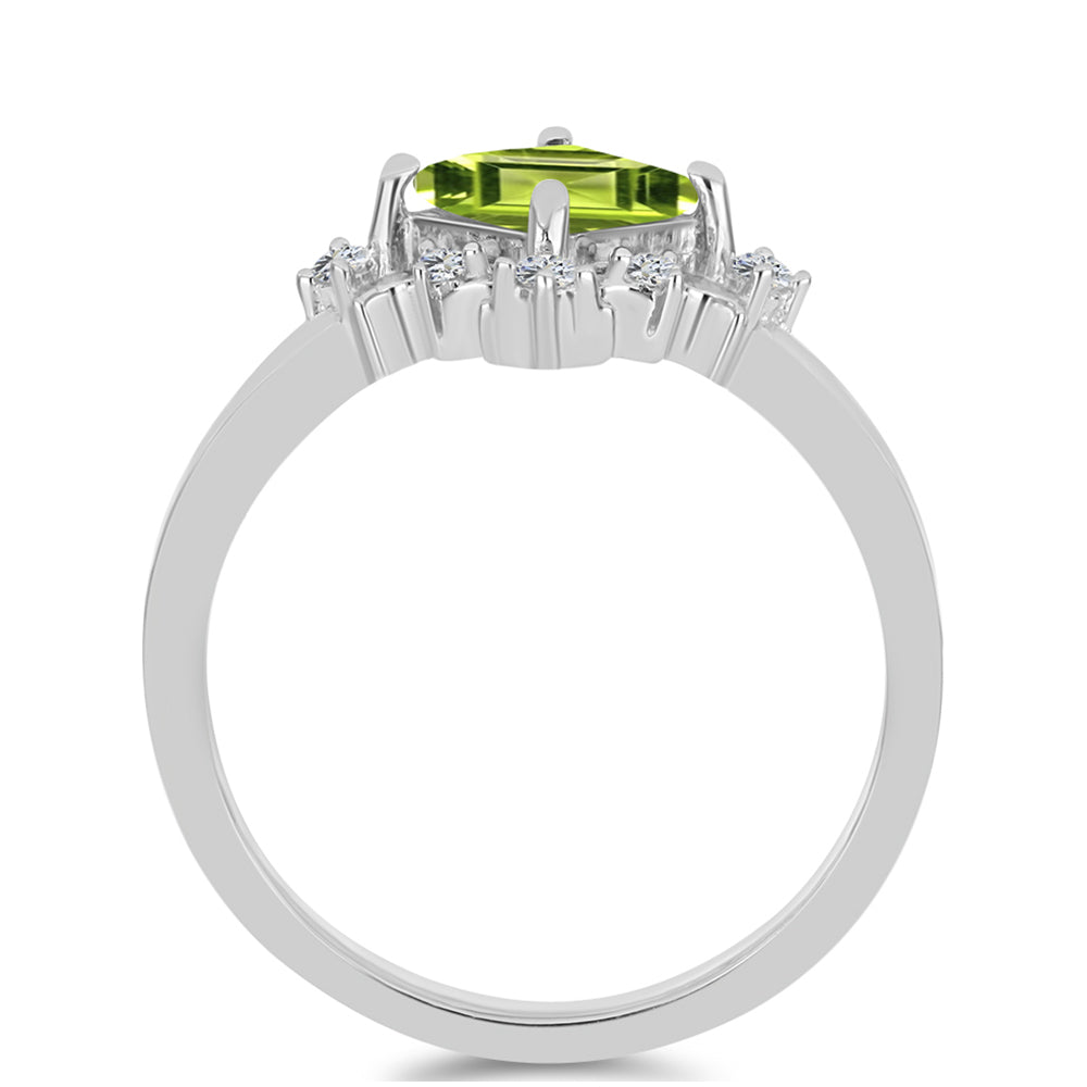 Silberring mit Peridot aus Changbai und weißem Topas