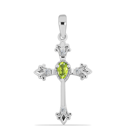 Silberanhänger mit Peridot aus Changbai und weißem Topas