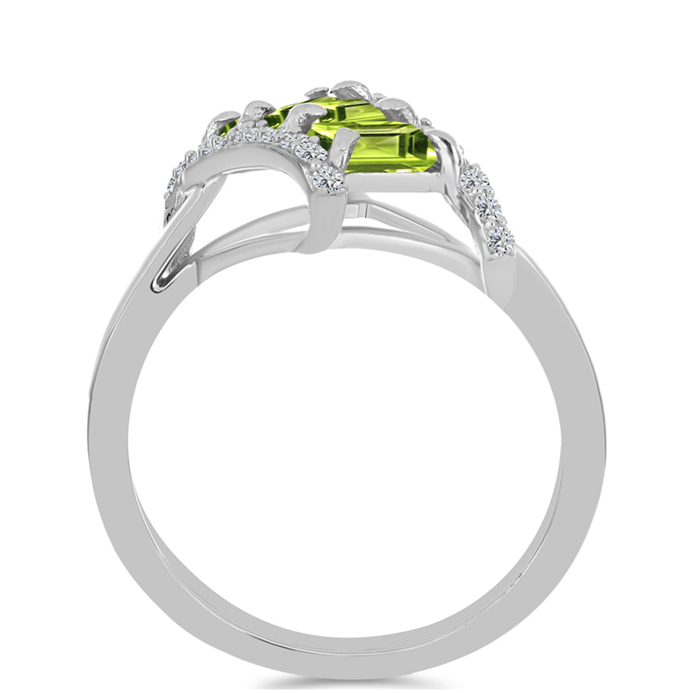 Silberring mit Peridot aus Changbai und weißem Topas