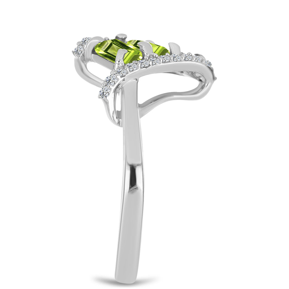Silberring mit Peridot aus Changbai und weißem Topas