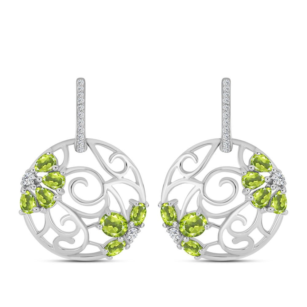 Silberohrringe mit Peridot aus Changbai und weißem Topas