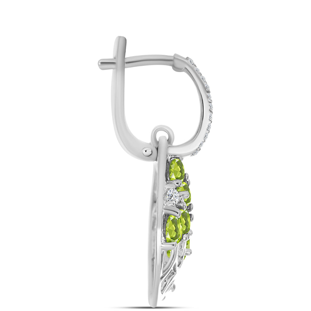 Silberohrringe mit Peridot aus Changbai und weißem Topas