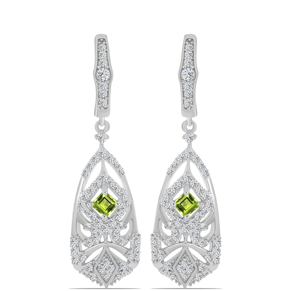 Silberohrringe mit Peridot aus Changbai und weißem Topas