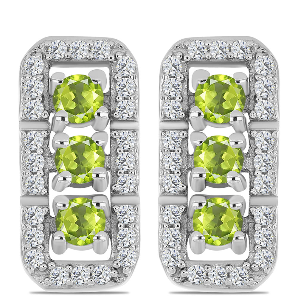 Silberohrringe mit Peridot aus Changbai und weißem Topas