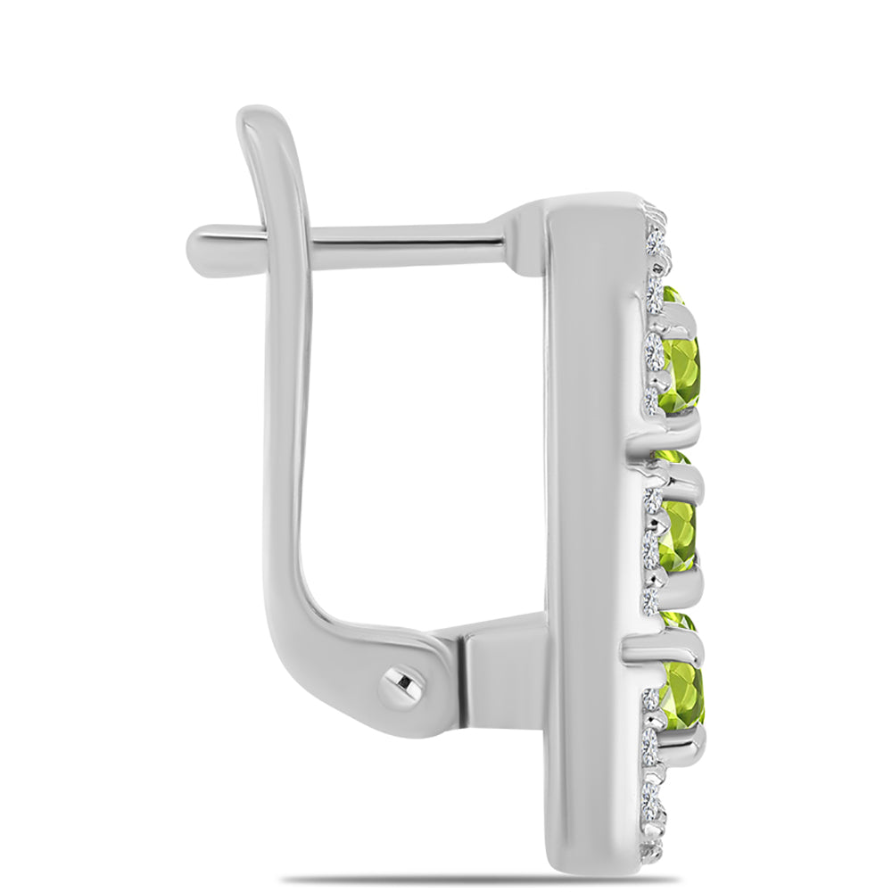 Silberohrringe mit Peridot aus Changbai und weißem Topas