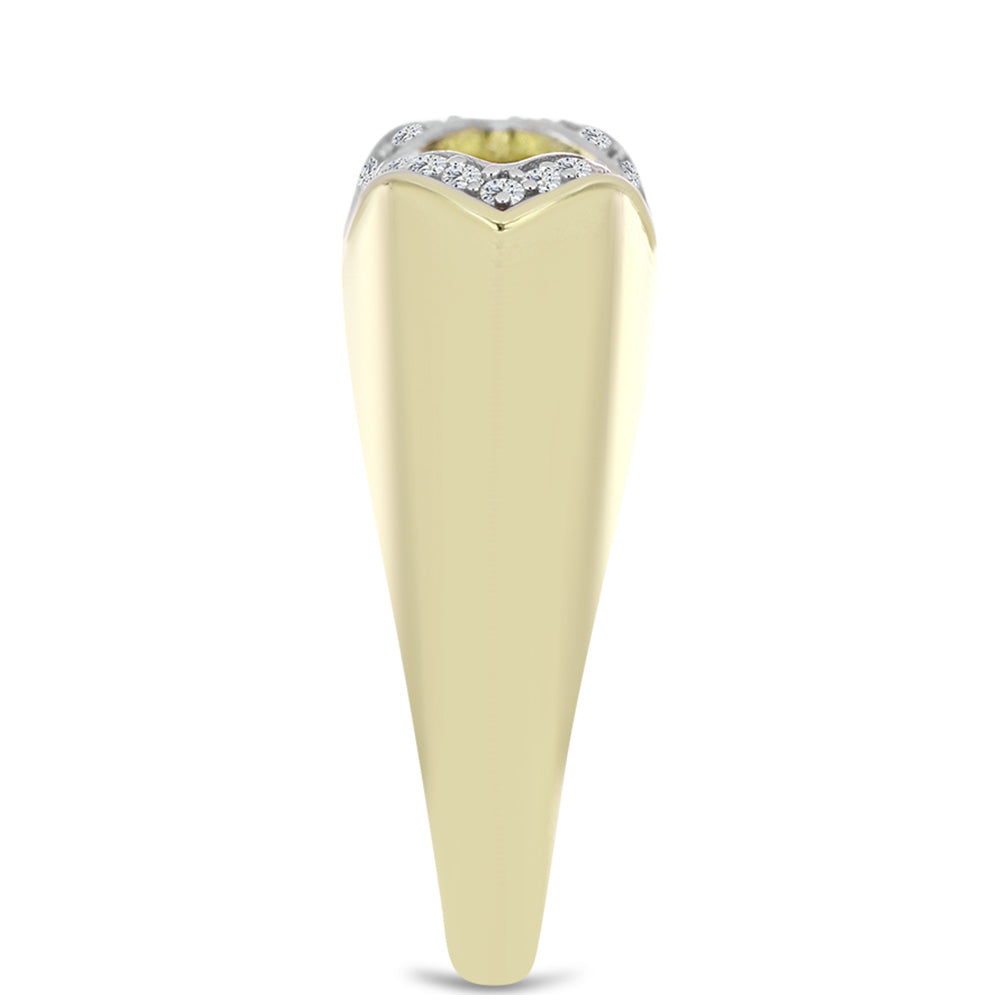 Goldplattierter Silberring mit blauem tanzendem Diamanten und weißem Topas