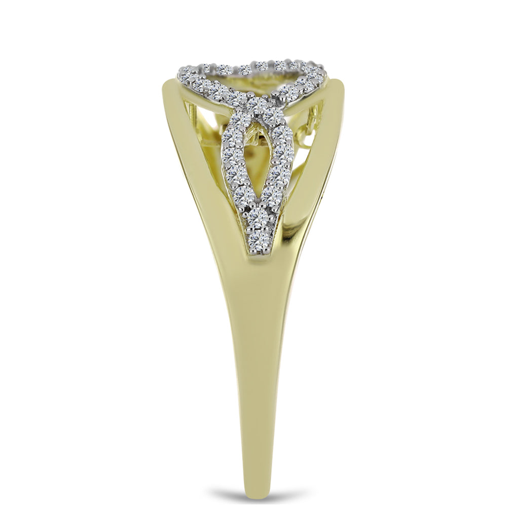 Goldplattierter Silberring mit blauem tanzendem Diamanten und weißem Topas