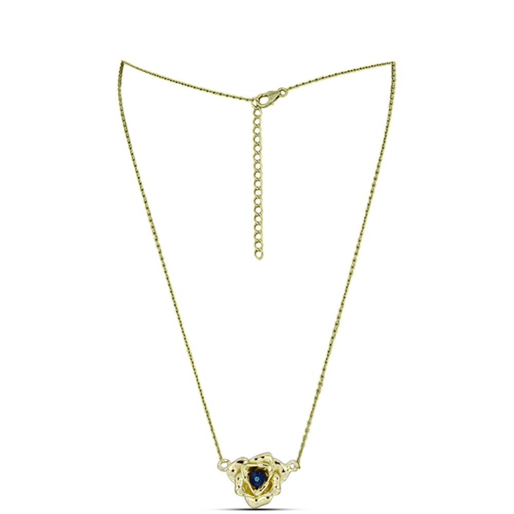 Goldplattierte Silberhalskette mit blauem tanzendem Diamanten