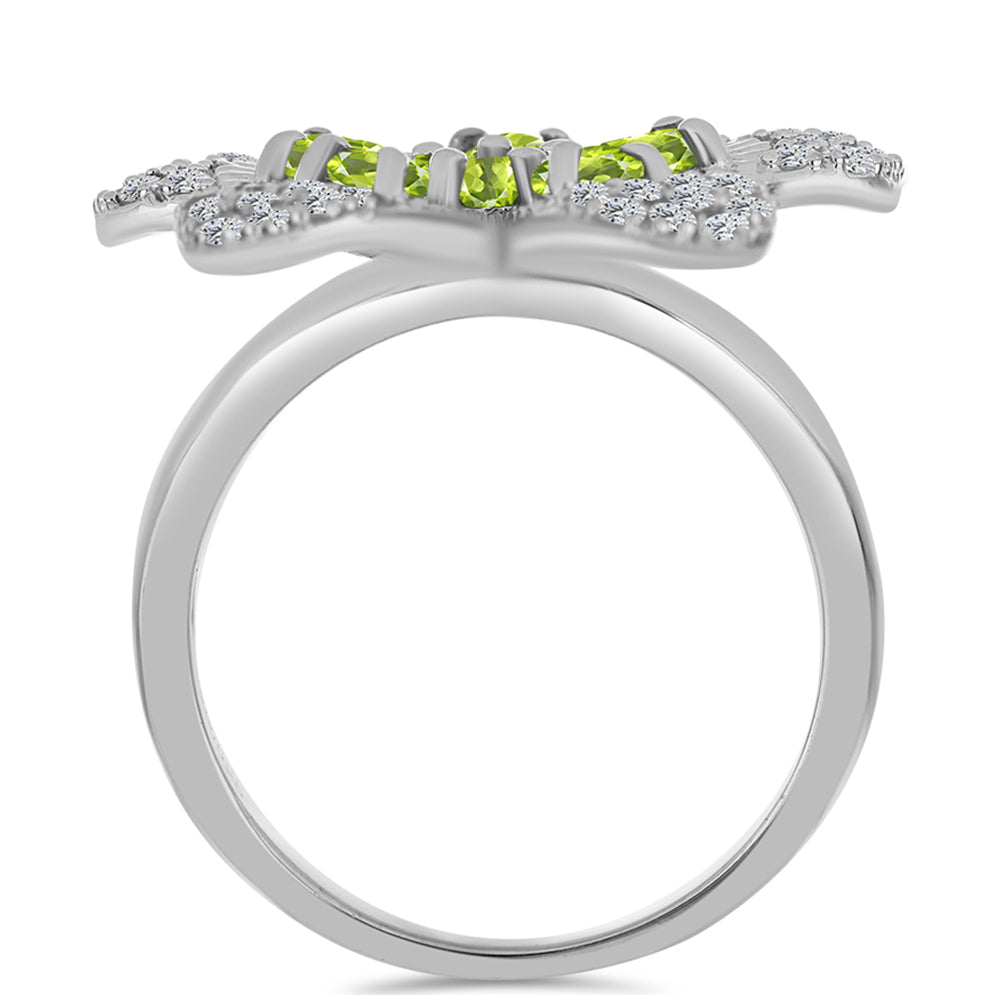 Silberring mit Peridot aus Changbai und weißem Topas
