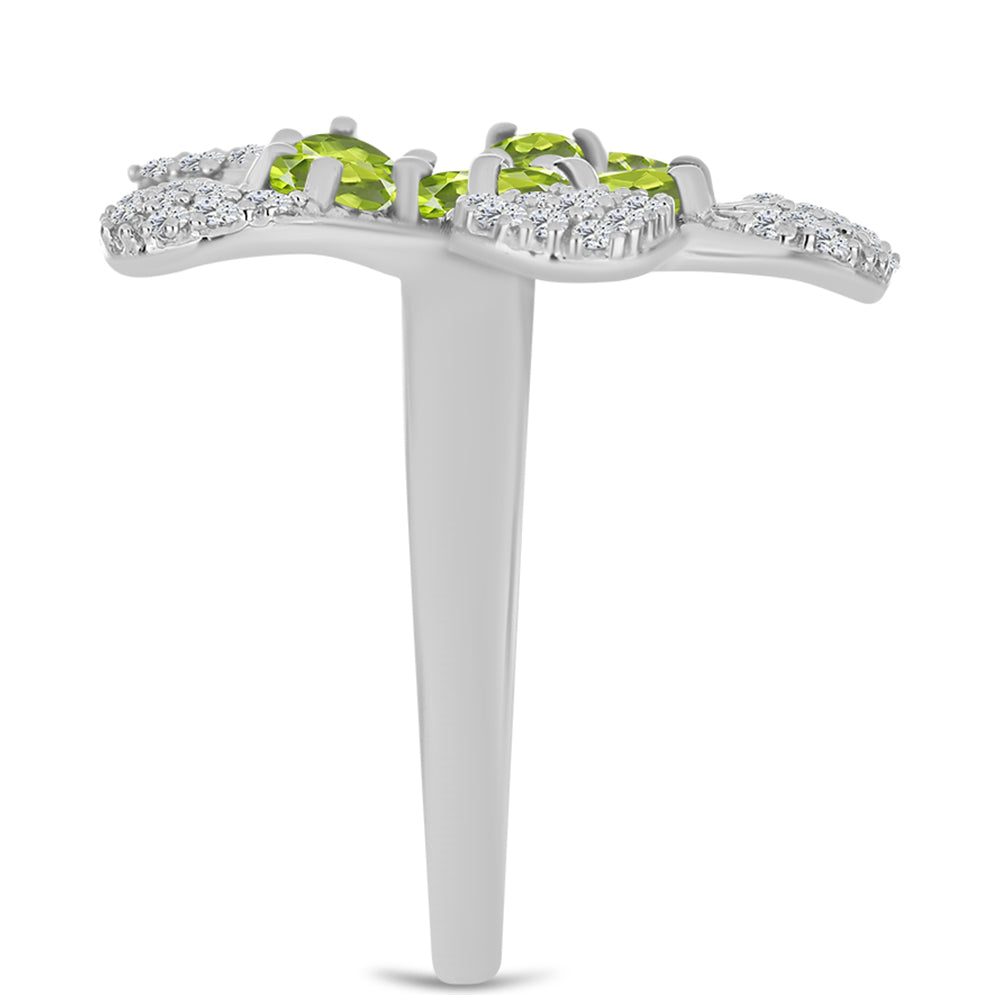 Silberring mit Peridot aus Changbai und weißem Topas