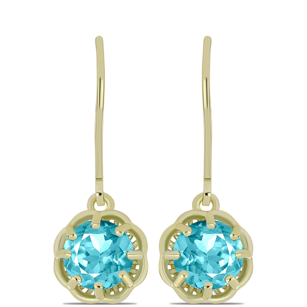 Goldplattierte Silberohrringe mit Paraiba Quarz 3