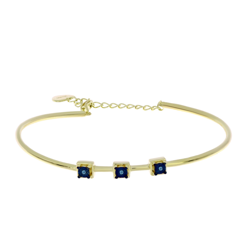 Goldplattiertes Silberarmband mit blauem tanzendem Diamanten