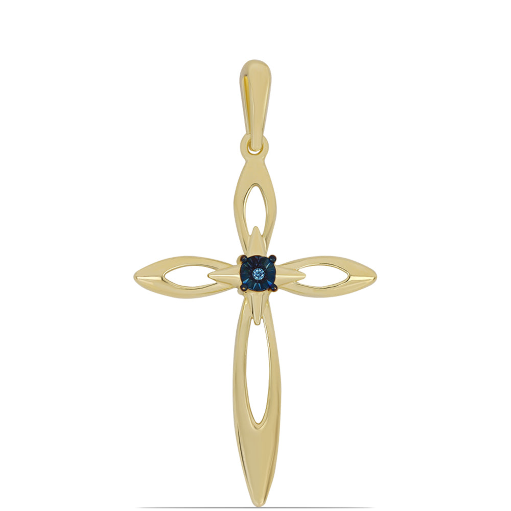 Goldplattierter Silberanhänger mit blauem tanzendem Diamanten