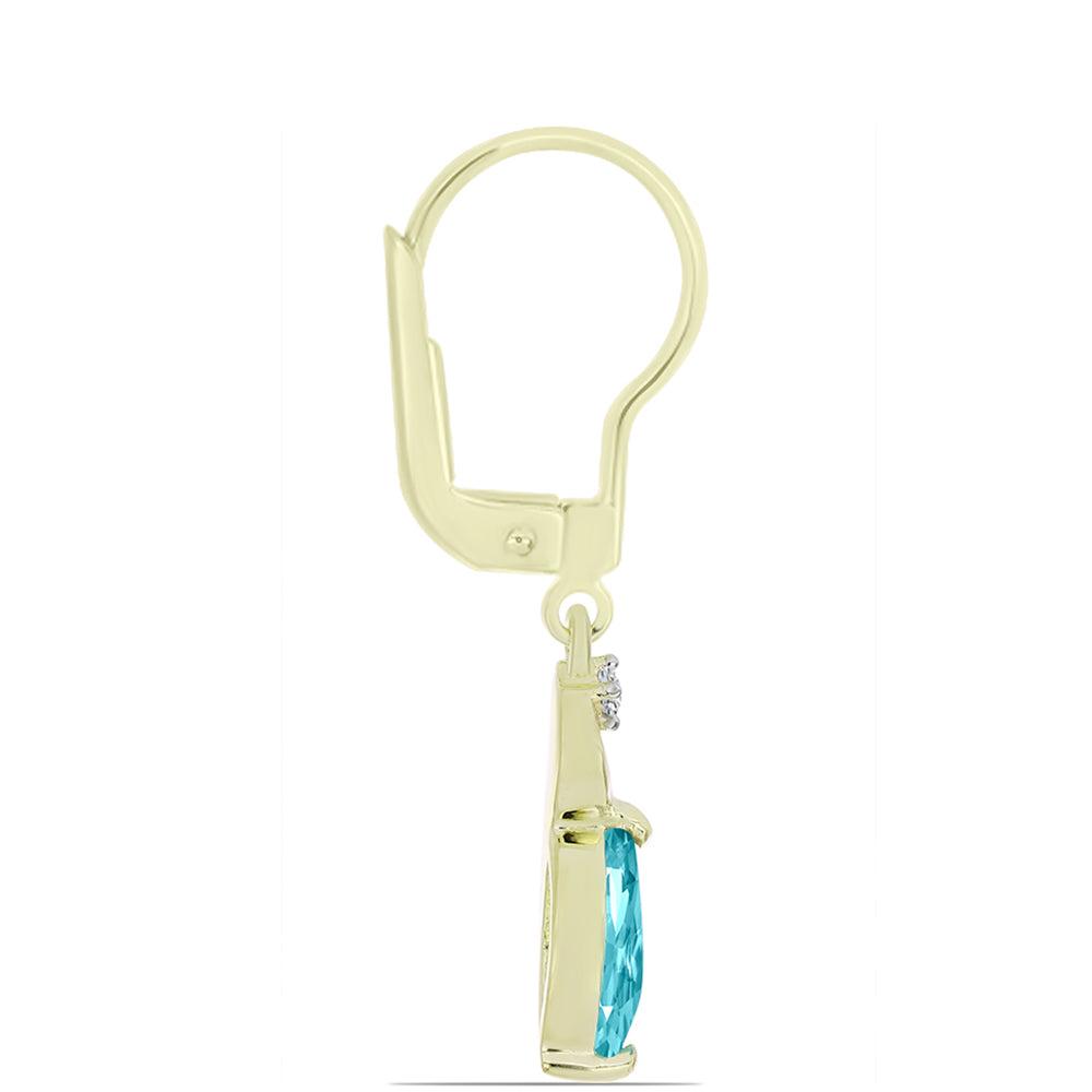 Goldplattierte Silberohrringe mit Paraiba Quarz und weißem Topas