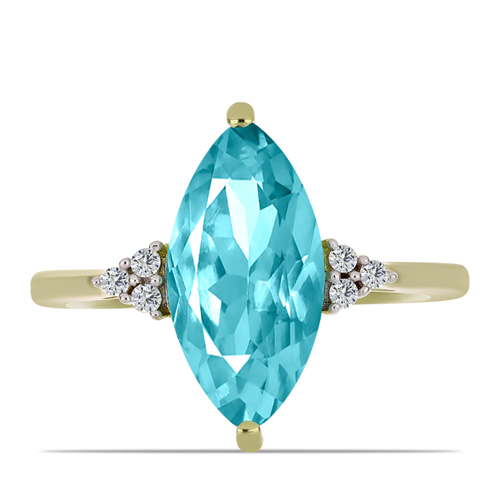 Goldplattierter Silberring mit Paraiba Quarz und weißem Topas