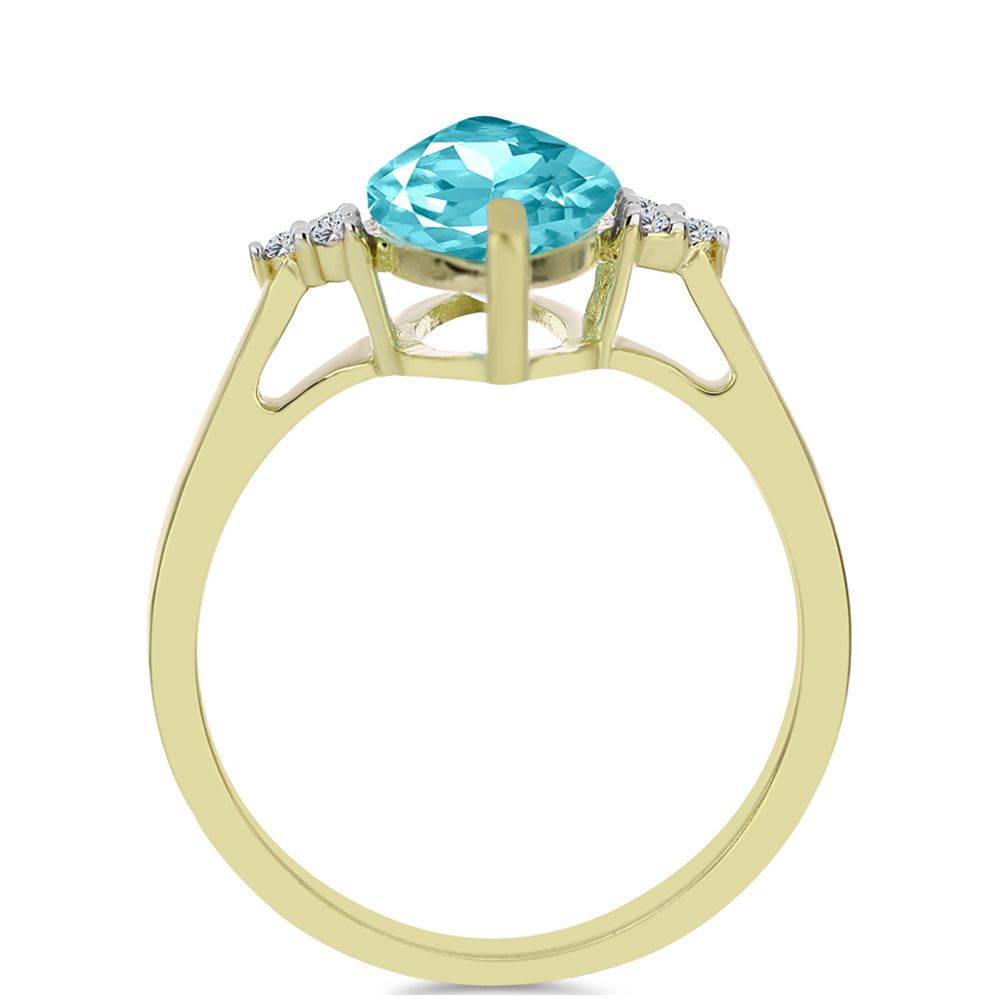 Goldplattierter Silberring mit Paraiba Quarz und weißem Topas
