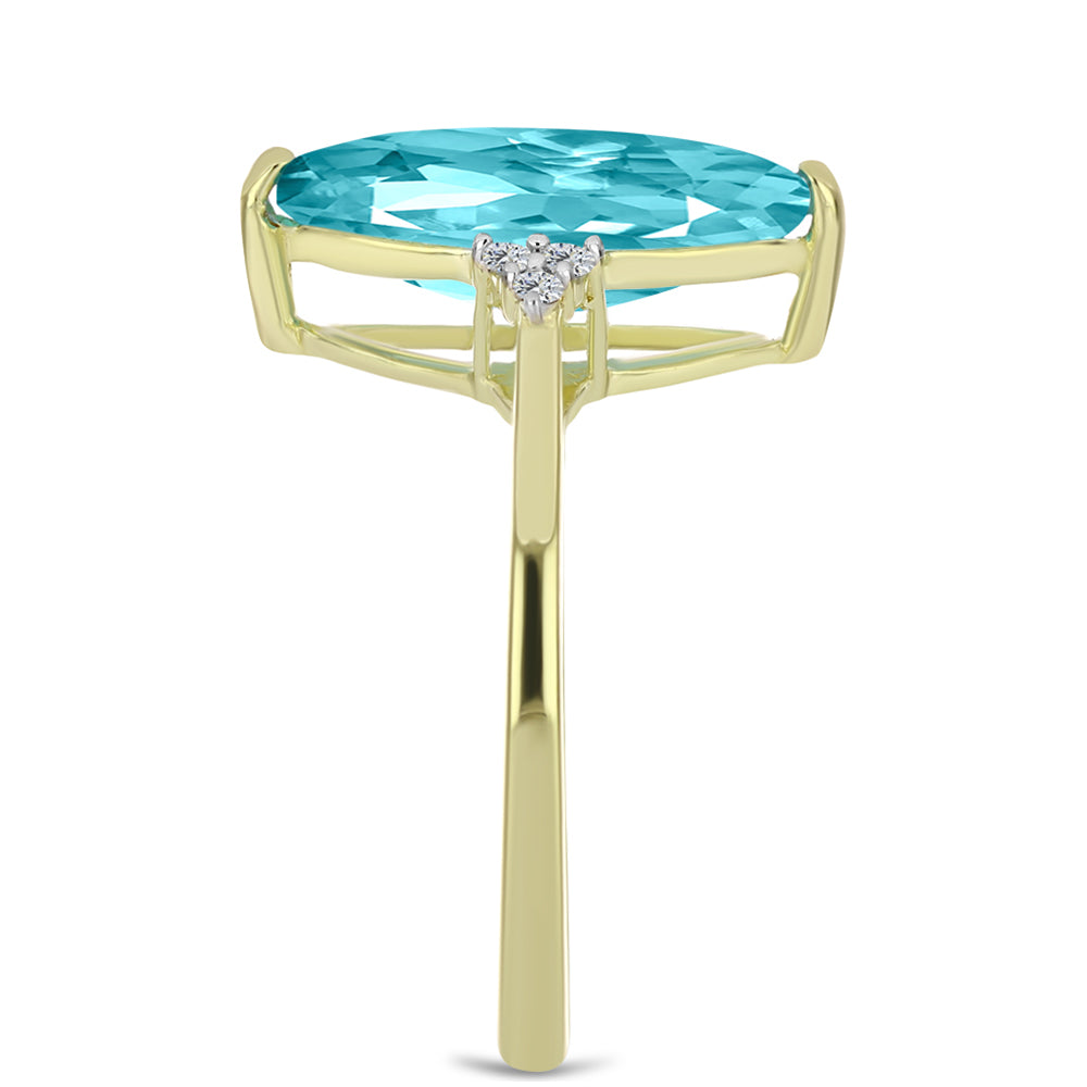 Goldplattierter Silberring mit Paraiba Quarz und weißem Topas
