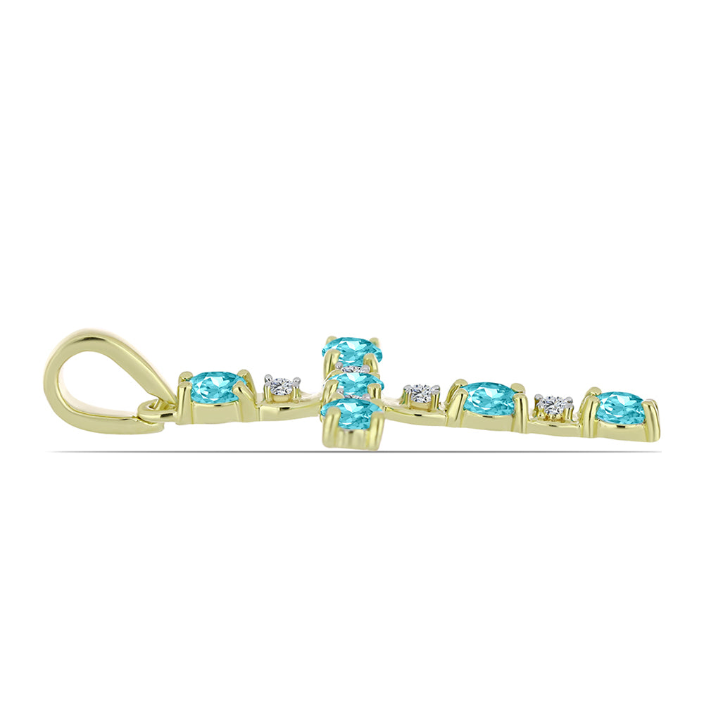 Goldplattierter Silberanhänger mit Paraiba Quarz und weißem Topas