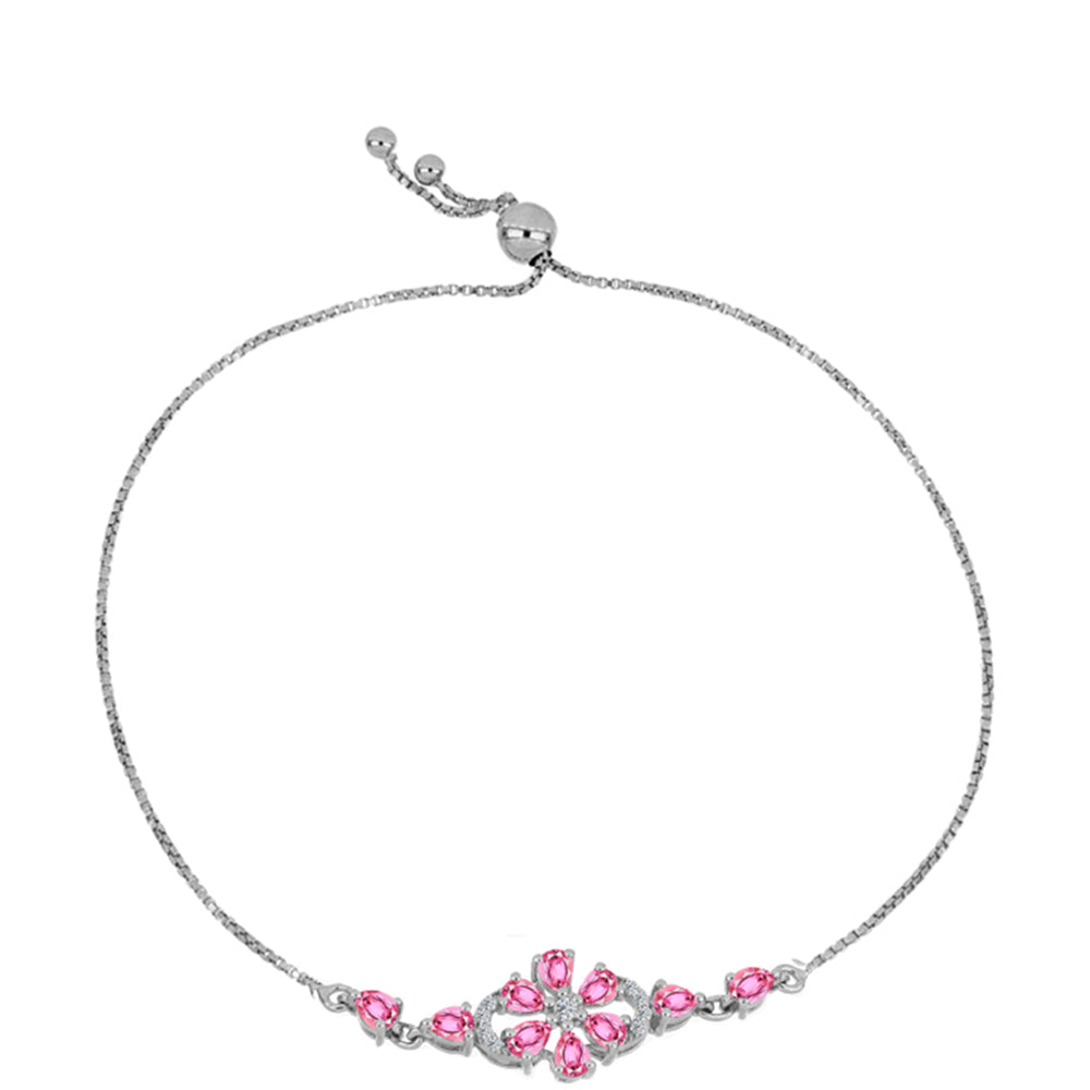 Silberarmband mit rosafarbenem Turmalin aus Pelmadulla und weißem Topas