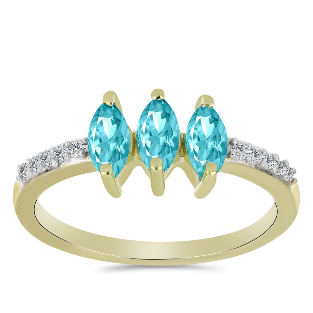 Goldplattierter Silberring mit Paraiba Quarz und weißem Topas