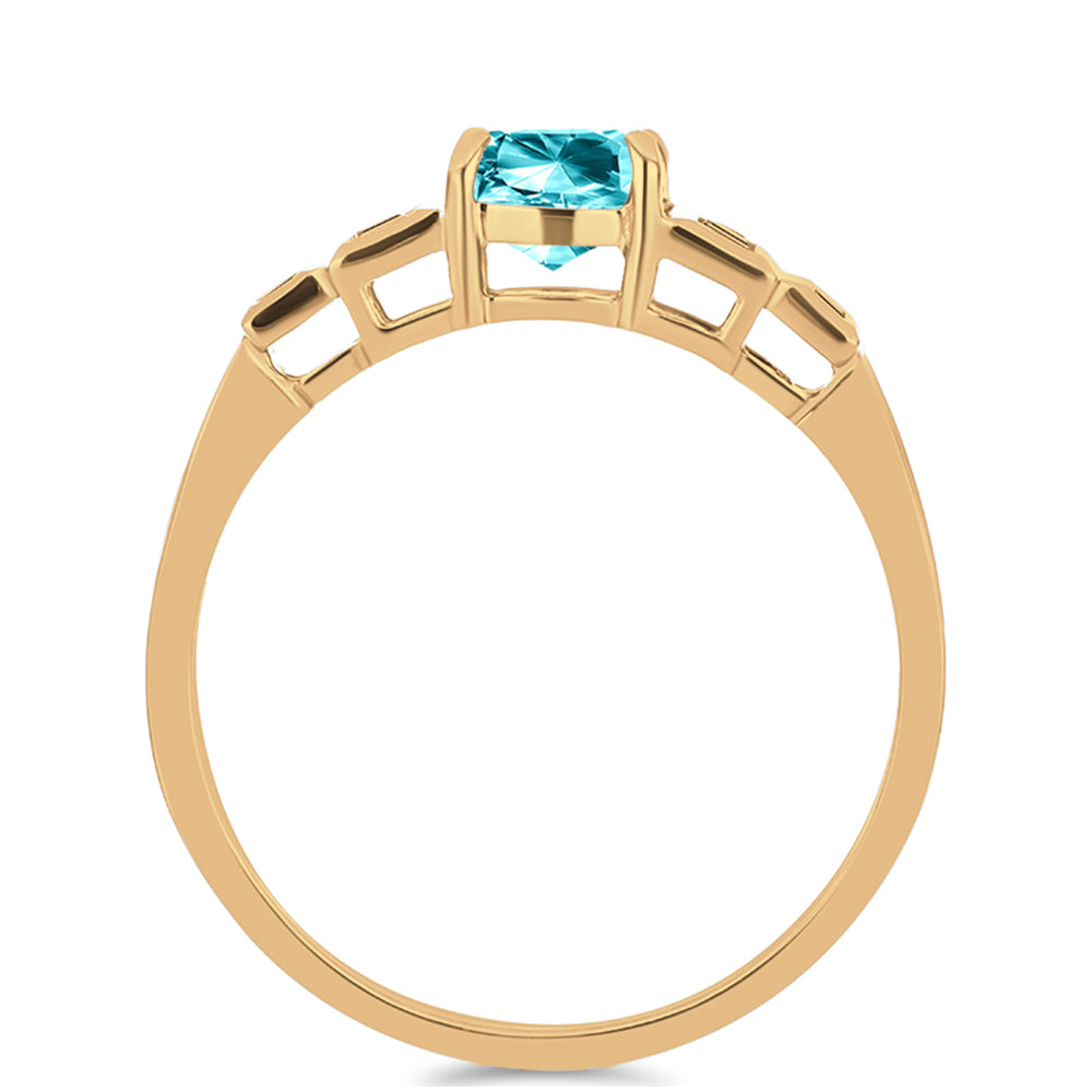 Goldplattierter Silberring mit Paraiba Quarz und weißem Zirkon