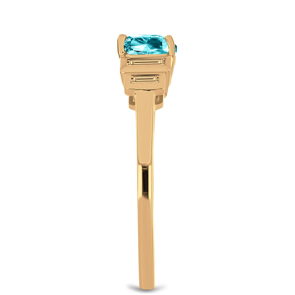 Goldplattierter Silberring mit Paraiba Quarz und weißem Zirkon