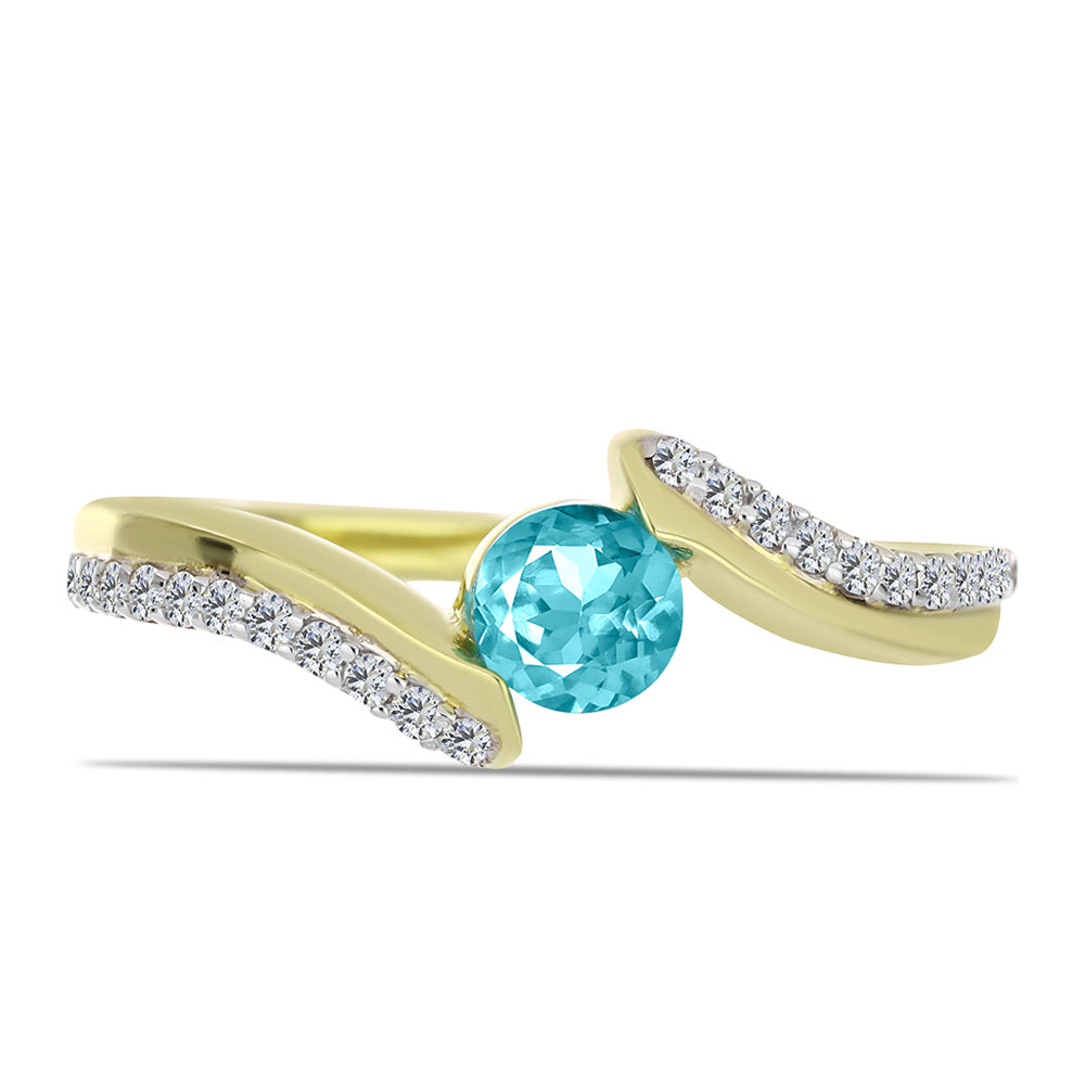 Goldplattierter Silberring mit Paraiba Quarz und weißem Topas