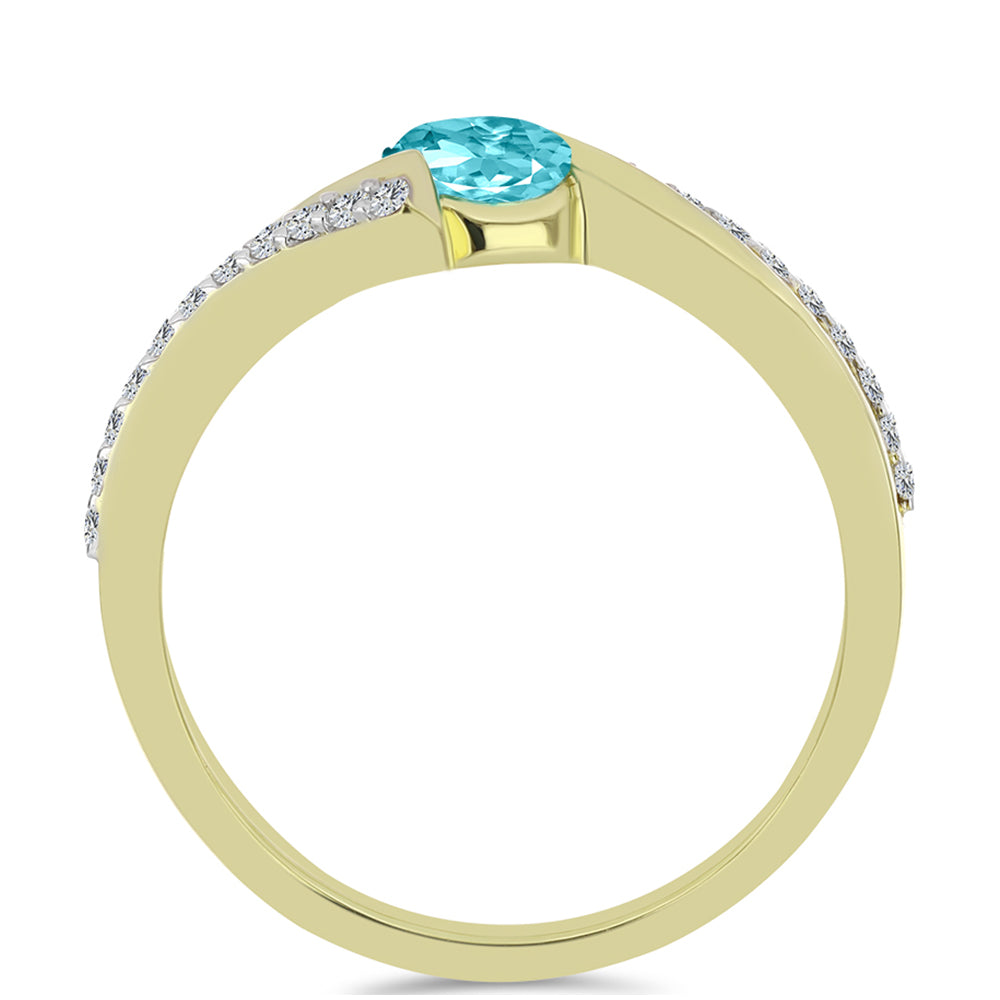 Goldplattierter Silberring mit Paraiba Quarz und weißem Topas