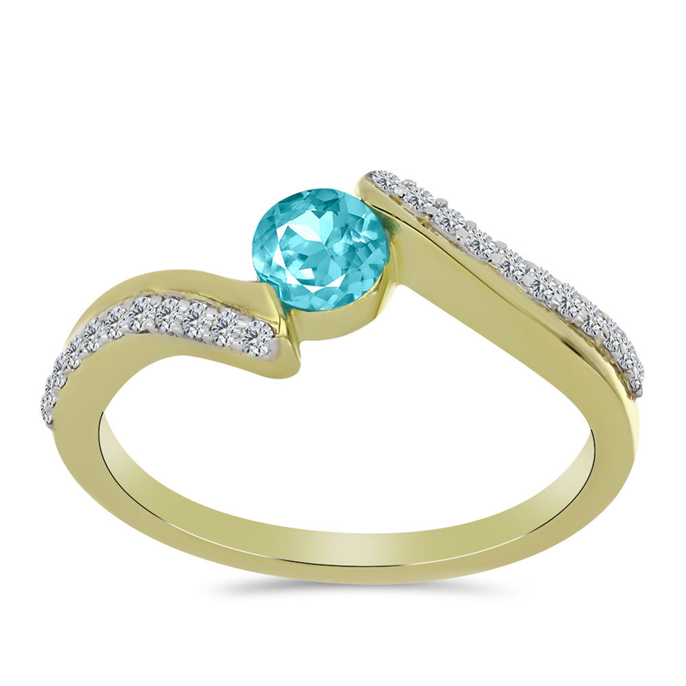 Goldplattierter Silberring mit Paraiba Quarz und weißem Topas