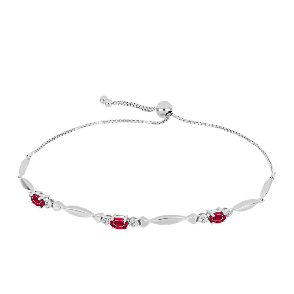 Silberarmband mit Rubin aus Madagaskar und weißem Topas
