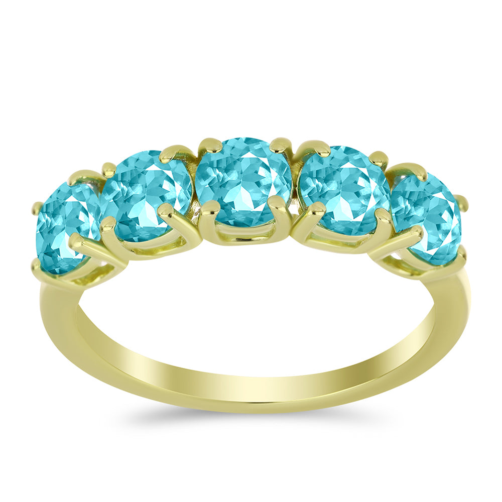 Goldplattierter Silberring mit Paraiba Quarz