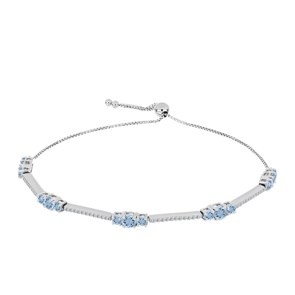 Silberarmband mit Aquamarin aus Embu County und weißem Topas