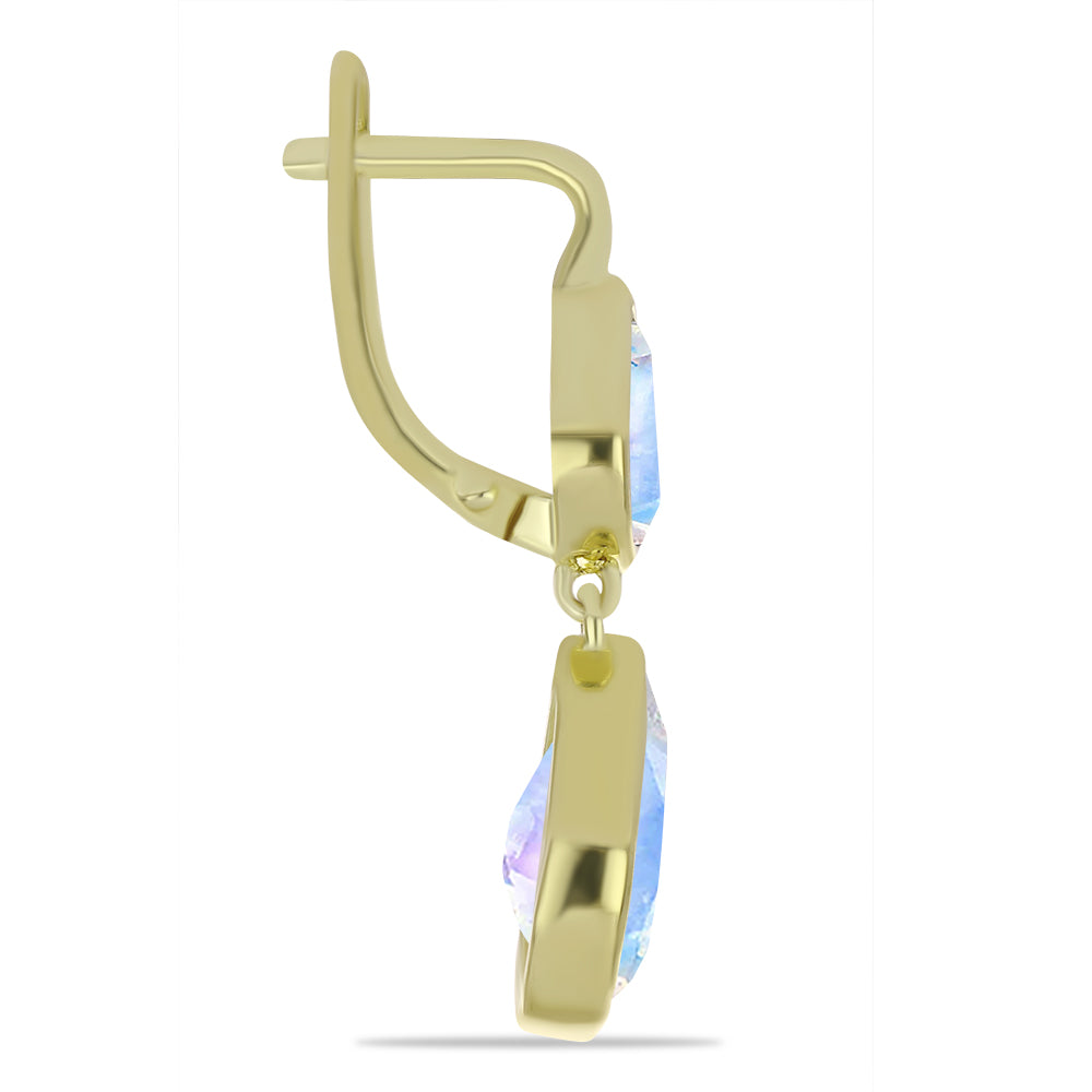 Goldplattierte Silberohrringe mit Regenbogenmondstein 2