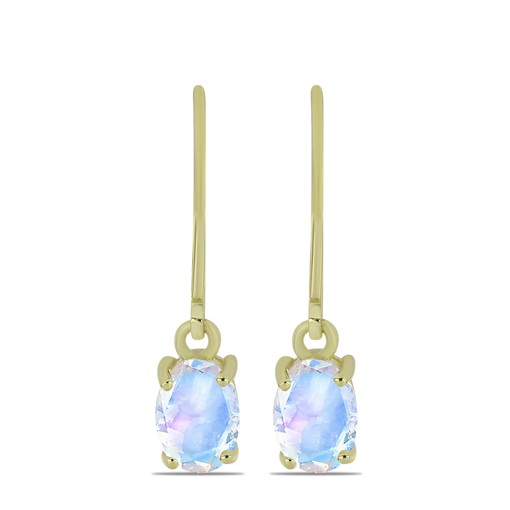 Goldplattierte Silberohrringe mit Regenbogenmondstein 1