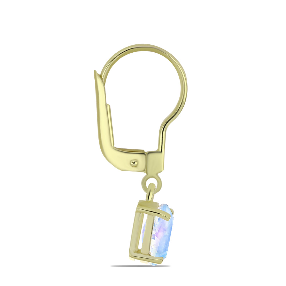 Goldplattierte Silberohrringe mit Regenbogenmondstein 2