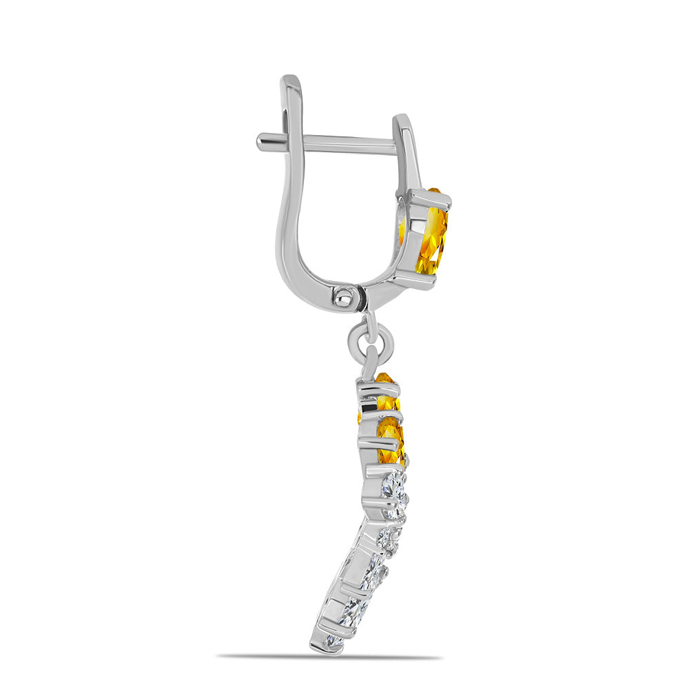 Silberohrringe mit Zitrin aus dem Ural und weißem Topas