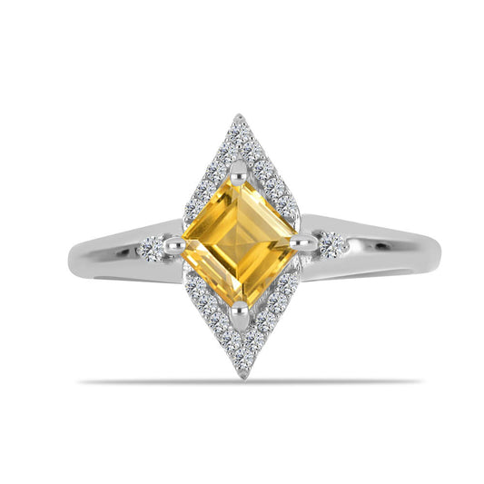 Silberring mit Zitrin aus dem Ural und weißem Topas